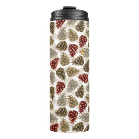 レッドシルバー金ゴールドホリデーウィンターどんぐり タンブラー (正面)