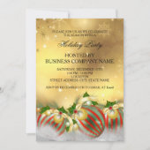 レッドシルバー金ゴールドホリーバウブルズホリデーパーティー 招待状 (正面)