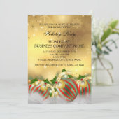 レッドシルバー金ゴールドホリーバウブルズホリデーパーティー 招待状 (スタンド正面)