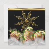 レッドシルバー金ゴールドホリーボードクリスマスクリスマスパーティー2 招待状 (裏面)