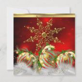 レッドシルバー金ゴールドホリーボーブルクリスマスパーティー3 招待状 (裏面)