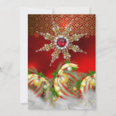 レッドシルバー金ゴールドホリーボーブルクリスマスパーティーnew2 招待状 (裏面)