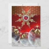 レッドシルバー金ゴールドホリーボーブルクリスマスパーティーnew3 招待状 (裏面)