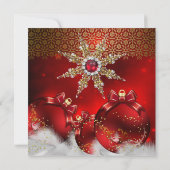 レッドシルバー金ゴールドホリーボーブルクリスマスパーティーnew4 招待状 (裏面)