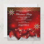 レッドシルバー金ゴールドホリーボーブルクリスマスパーティーnew4 招待状 (正面)