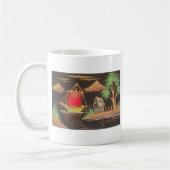 レッドシルボートランドスケープオイルペインティングアートプリント コーヒーマグカップ (左)