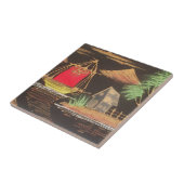 レッドシルボートランドスケープオイルペインティングアートプリント タイル (側面)