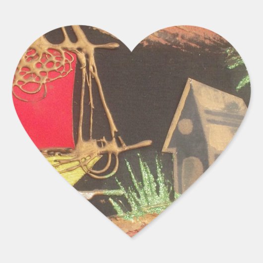 レッドシルボートランドスケープオイルペインティングアートプリント ハートシール (正面)