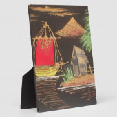 レッドシルボートランドスケープオイルペインティングアートプリント フォトプラーク (側面)