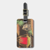 レッドシルボートランドスケープオイルペインティングアートプリント ラゲッジタグ (正面縦)