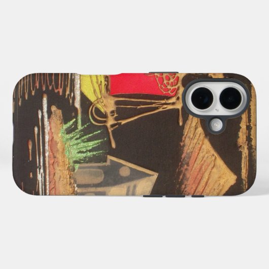 レッドシルボートランドスケープオイルペインティングアートプリント Case-Mate iPhoneケース (裏面 (横))