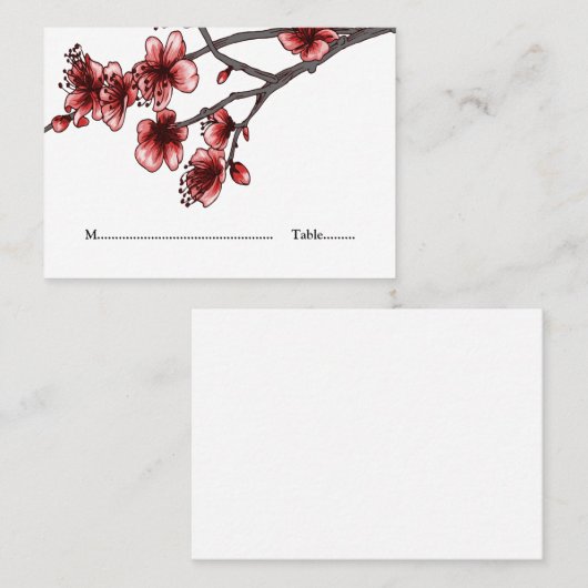 レッドシンプルさくらんぼ座席表 プレイスカード (正面/裏面)