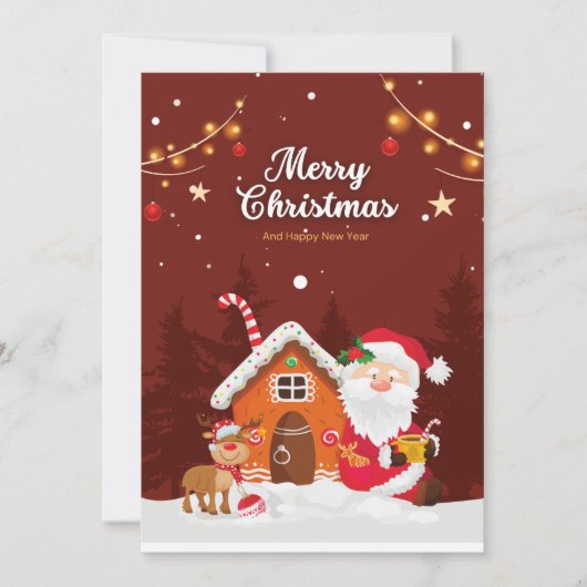 レッドシンプルサンタカートゥーンメリークリスマス シーズンカード (正面)