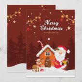 レッドシンプルサンタカートゥーンメリークリスマス シーズンカード (正面/裏面)