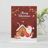 レッドシンプルサンタカートゥーンメリークリスマス シーズンカード (スタンド正面)