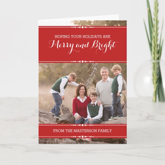 レッドシンプルシックホリデーフォトカード シーズンカード (正面)