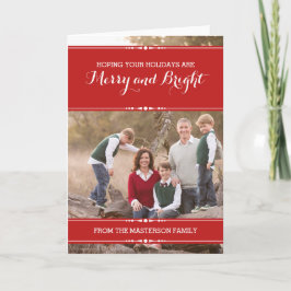 レッドシンプルシックホリデーフォトカード シーズンカード