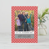 レッドシンプルスノーフレークホリデーフォトフラットカード シーズンカード (スタンド正面)