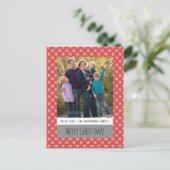 レッドシンプルスノーフレークホリデーフォトポストカード シーズンポストカード (スタンド正面)