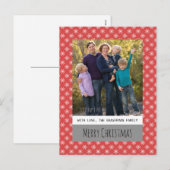 レッドシンプルスノーフレークホリデーフォトポストカード シーズンポストカード (正面/裏面)