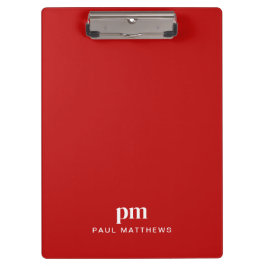 レッドシンプルビジネスのモノグラムイニシャルと名前 クリップボード