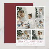 レッドシンプルフォトコラージクリスマスホリデーカード シーズンカード (正面/裏面)
