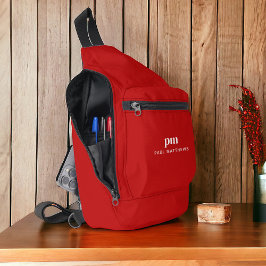 レッドシンプルミニマリスト・モノグラムと名前 スリングバッグ