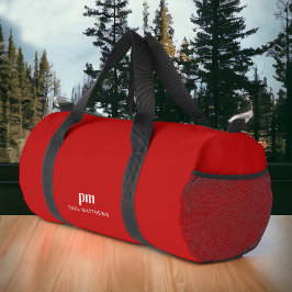 レッドシンプルミニマリスト・モノグラムと名前 ダッフルバッグ