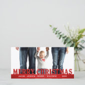 レッドシンプルメリークリスマスファミリーの写真 シーズンカード (スタンド正面)