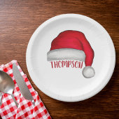 レッドシンプル伝統的クリスマスサンタハット ペーパープレート