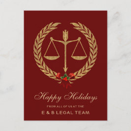 レッドシンプル弁護士クリスマス シーズンポストカード