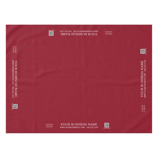 レッドシンプル&ホワイト会社ロゴクラフトフェア テーブルクロス (正面(横))