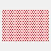 レッドシークインズピンク水玉模様メタリックバレンタイン ラッピングペーパーシート (正面3)