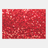 レッドシークインズピンク水玉模様メタリックバレンタイン ラッピングペーパーシート (正面)