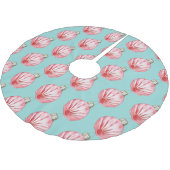 レッドシーシェルオーナメントパターン ブラッシュドポリエステルツリースカート (アングル)