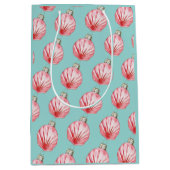 レッドシーシェルオーナメントパターン ミディアムペーパーバッグ (正面)