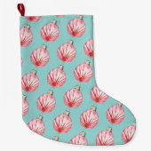 レッドシーシェルオーナメントパターン ラージクリスマスストッキング (正面)