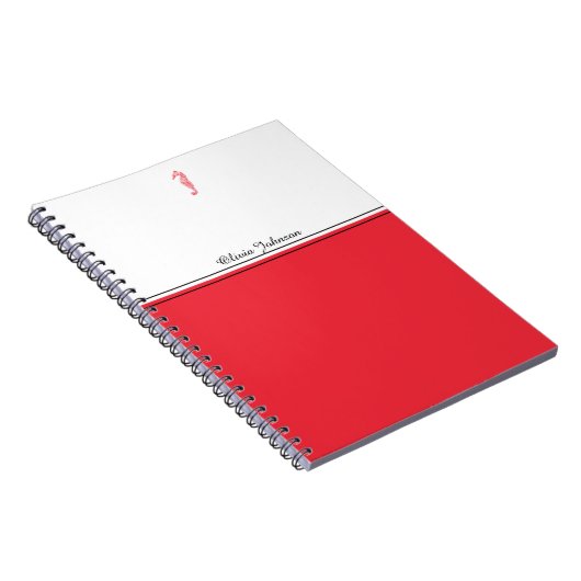 レッドシーホースイラストレーションシーライフ名ミニマリスト ノートブック (右側)