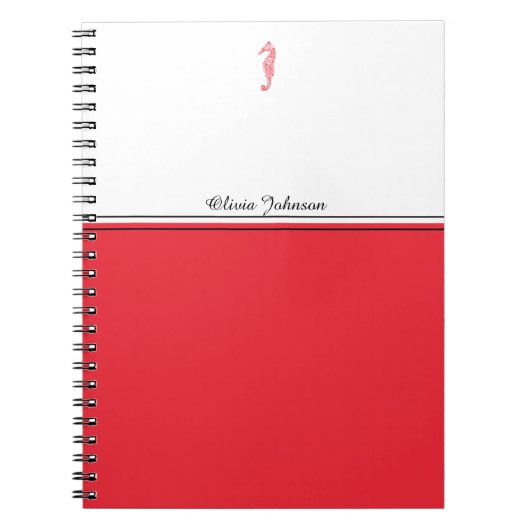 レッドシーホースイラストレーションシーライフ名ミニマリスト ノートブック (正面)