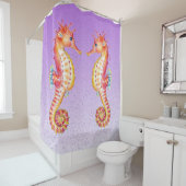 レッドシーホースパープルバブル シャワーカーテン (インサイチュ)