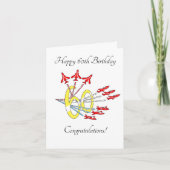 レッドジェット飛行機60番目の誕生日カード カード (正面)