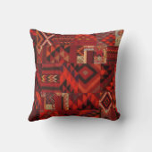レッドジオメトリックボヘミアンモロッコスタイル クッション (裏面)