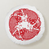 レッドジャウリングコイカープフィッシュグルークラシックプPラウンド ラウンドクッション (裏面)