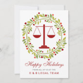 レッドジャスティススケールホリーリース法律事務所クリスマス シーズンカード (正面)