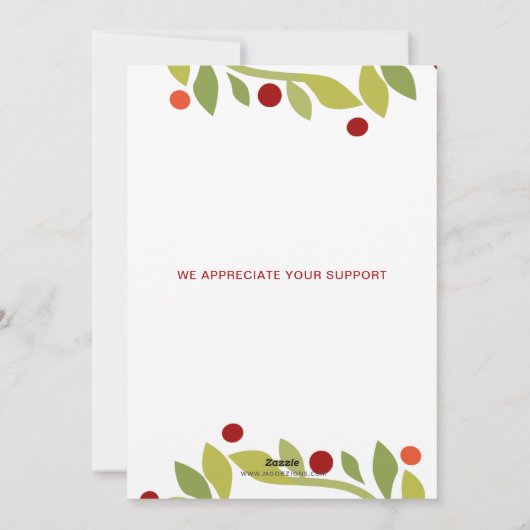 レッドジャスティススケールホリーリース法律事務所クリスマス シーズンカード (裏面)