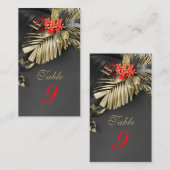 レッドジャスミンダーク結婚トロピカル プレイスカード (正面/裏面)