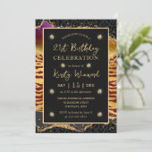 レッドジャングルサファリグリッターアゲート21歳の誕生日 招待状 (スタンド正面)