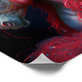 レッドジュエリードユニコーンファンタジーアート ポスター (角)