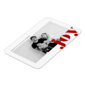 レッドジョイはっきりしたタイポグラフィモダン写真クリスマス マグネット (左側)