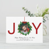 レッドジョイクリスマスボタニカルリースフォトムービング シーズンカード (スタンド正面)